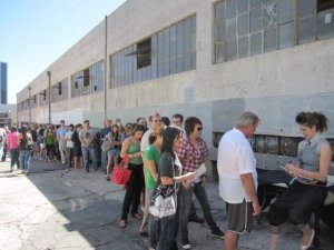 Imogen Heap signing autographs for fans after the TweetUp